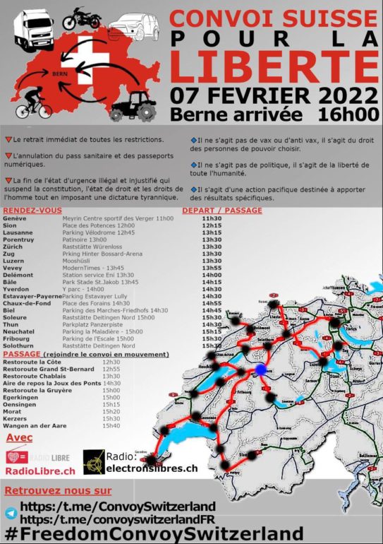 Affiche convoi liberté suisse 7 février 2022